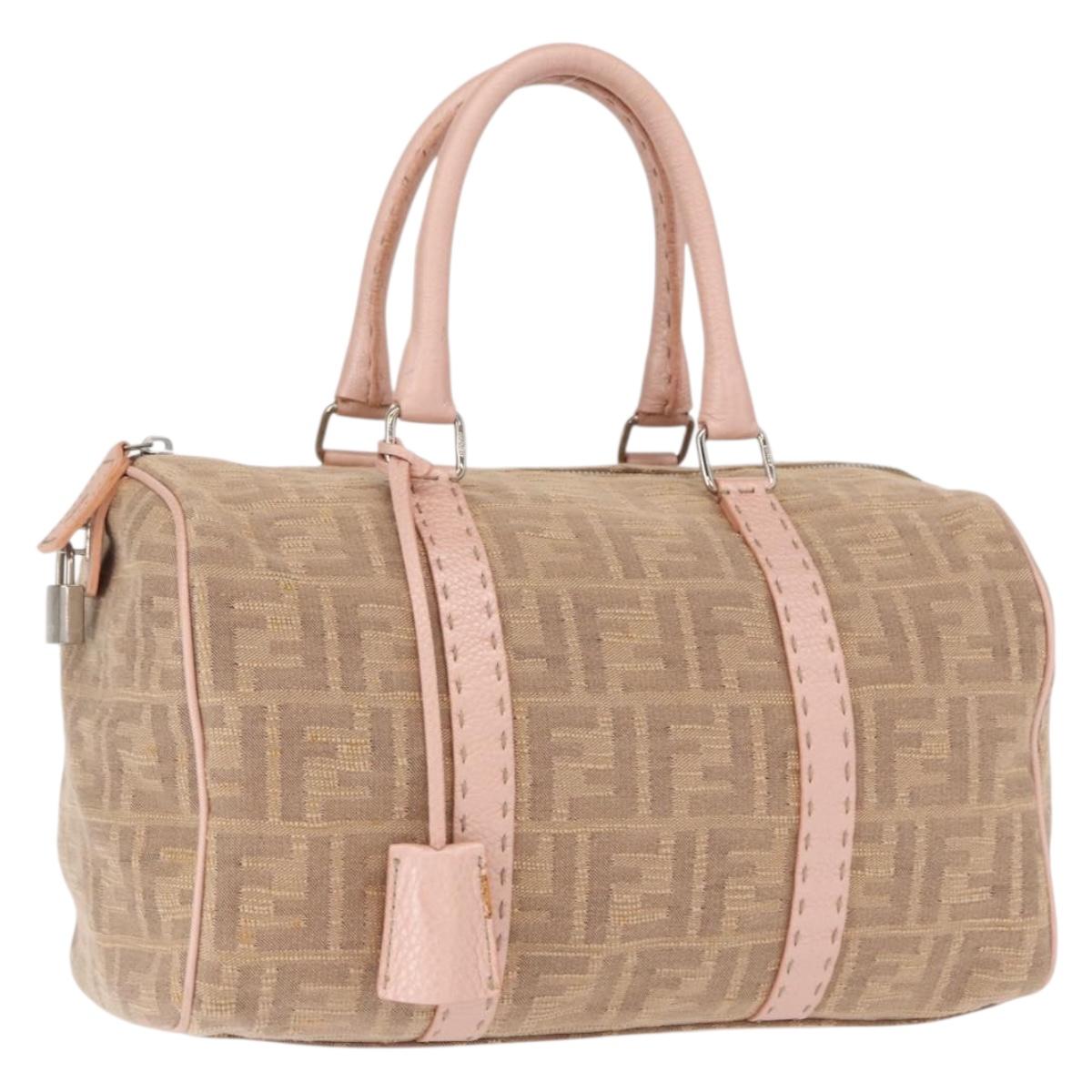 FENDI Zucca Canvas Hand Bag Beige Silver Auth ka1494