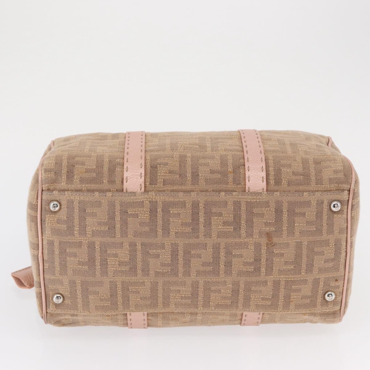 FENDI Zucca Canvas Hand Bag Beige Silver Auth ka1494