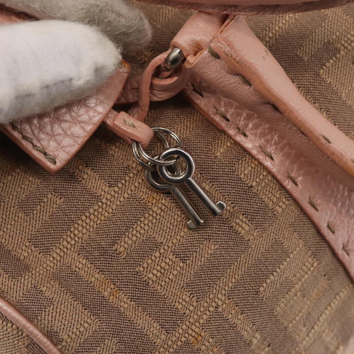 FENDI Zucca Canvas Hand Bag Beige Silver Auth ka1494