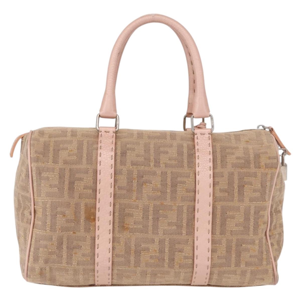 FENDI Zucca Canvas Hand Bag Beige Silver Auth ka1494