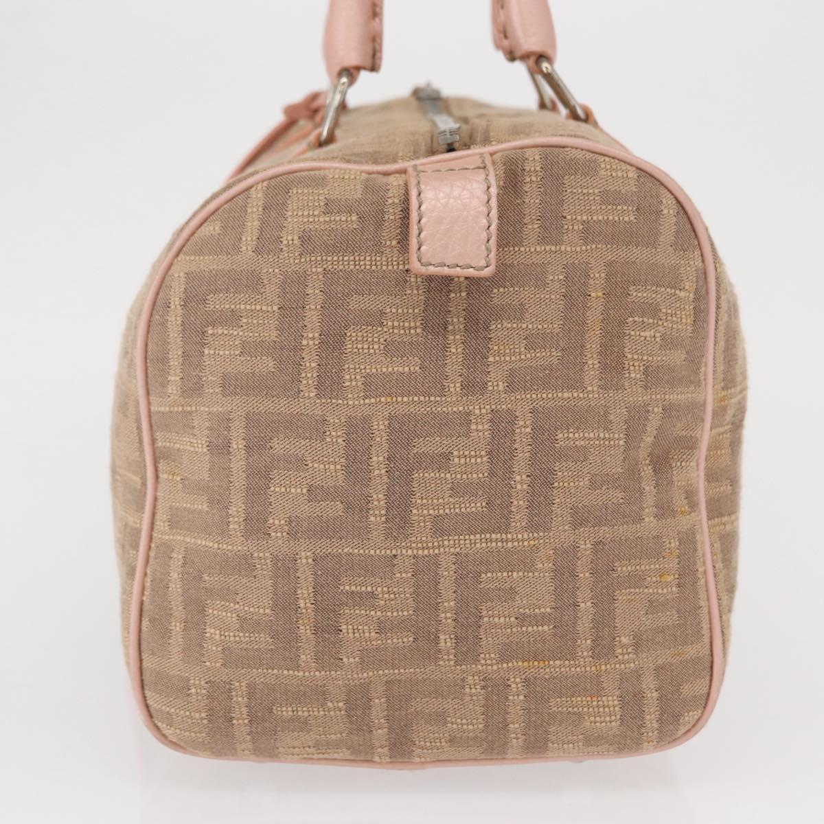 FENDI Zucca Canvas Hand Bag Beige Silver Auth ka1494