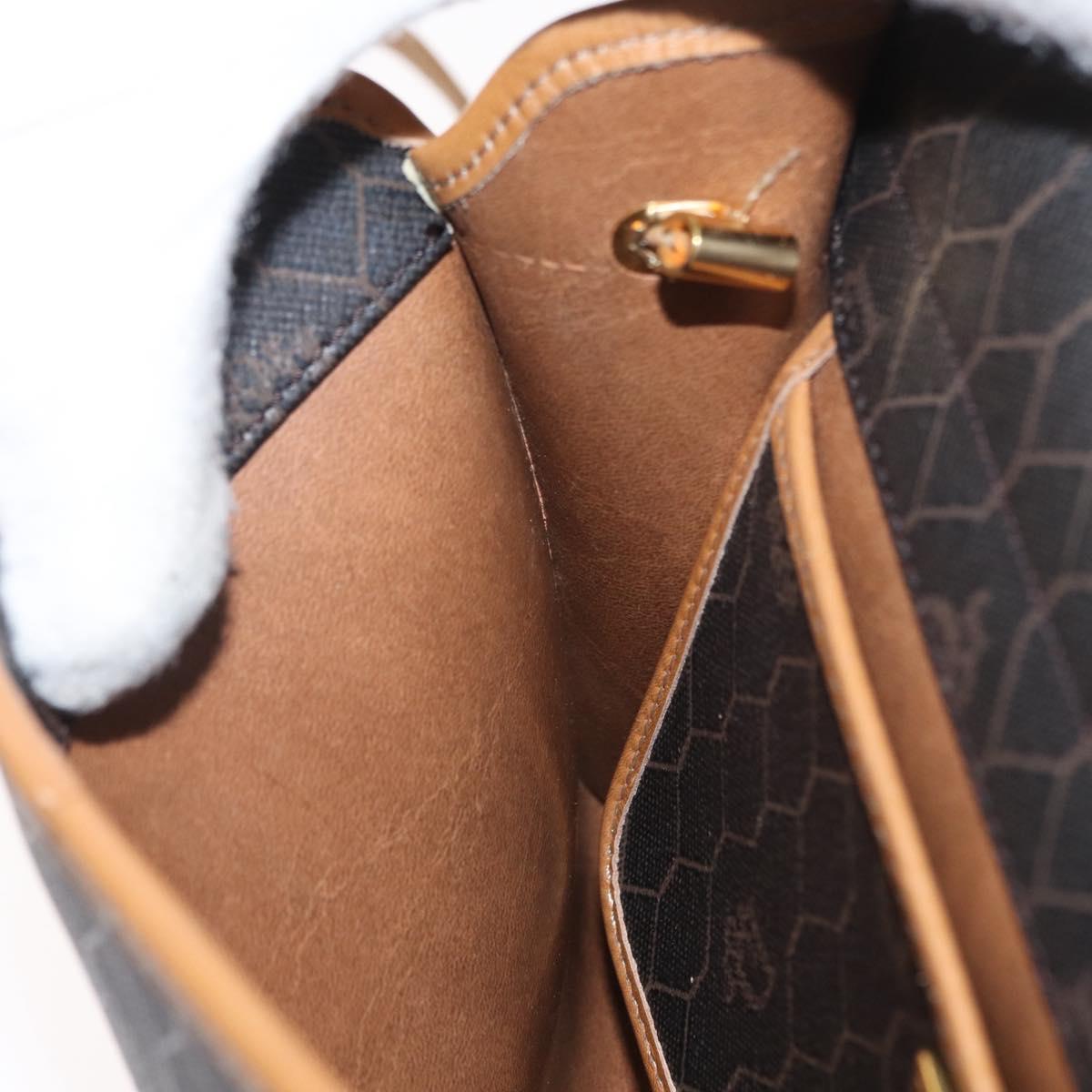 Christian Dior Honeycomb Canvas Shoulder Bag Black Gold Auth ka1495
