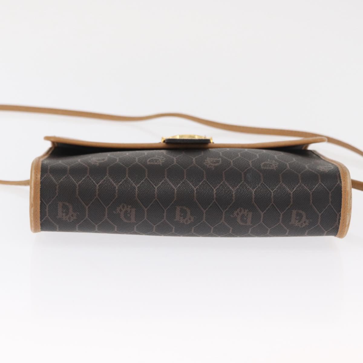 Christian Dior Honeycomb Canvas Shoulder Bag Black Gold Auth ka1495