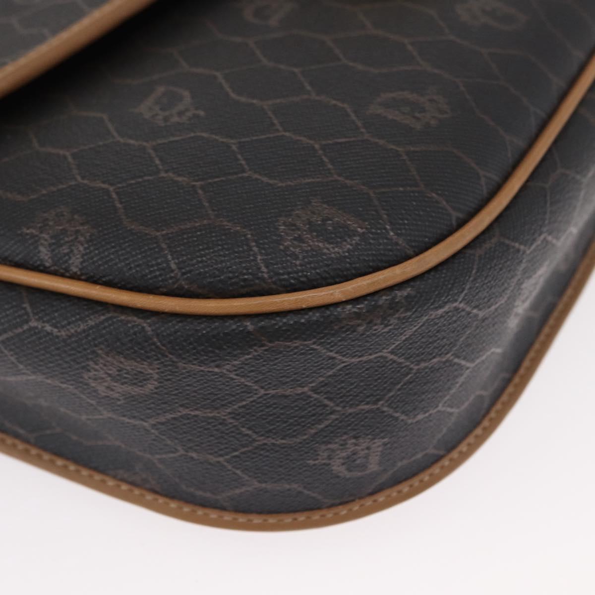Christian Dior Honeycomb Canvas Shoulder Bag Black Gold Auth ka1496