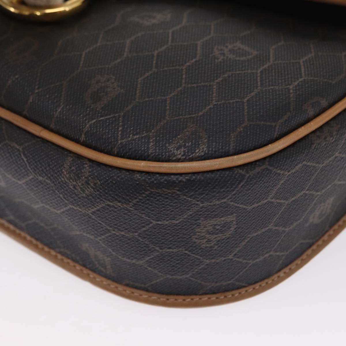 Christian Dior Honeycomb Canvas Shoulder Bag Black Gold Auth ka1496