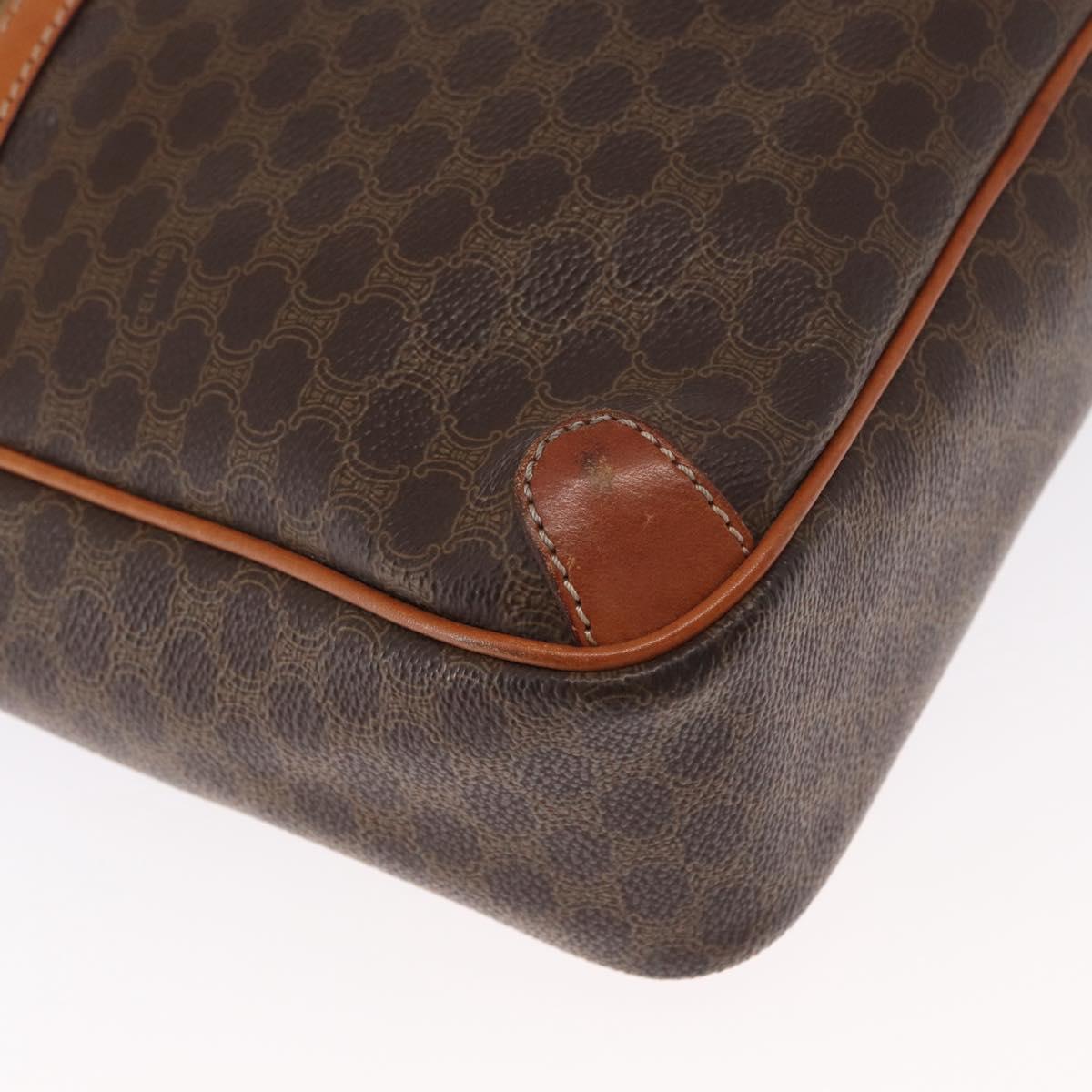 CELINE Macadam Canvas Shoulder Bag PVC Leather Brown Gold Auth ka1499