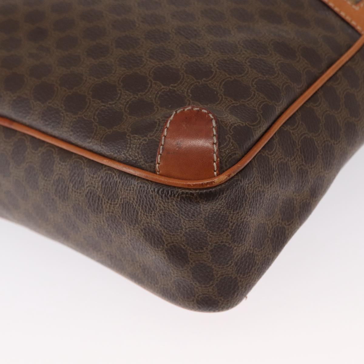 CELINE Macadam Canvas Shoulder Bag PVC Leather Brown Gold Auth ka1499