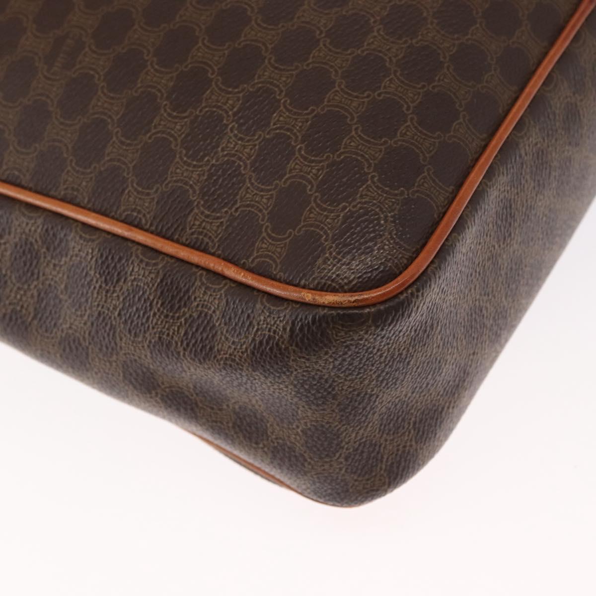 CELINE Macadam Canvas Shoulder Bag PVC Leather Brown Gold Auth ka1499