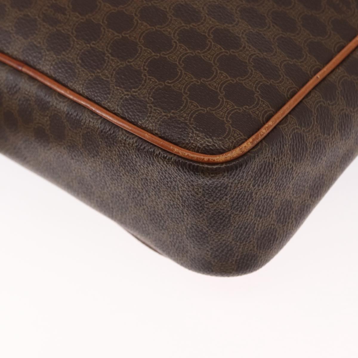 CELINE Macadam Canvas Shoulder Bag PVC Leather Brown Gold Auth ka1499