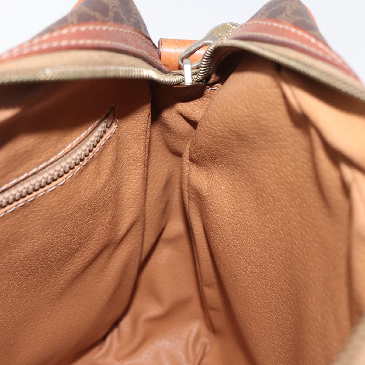 CELINE Macadam Canvas Shoulder Bag PVC Leather Brown Gold Auth ka1499