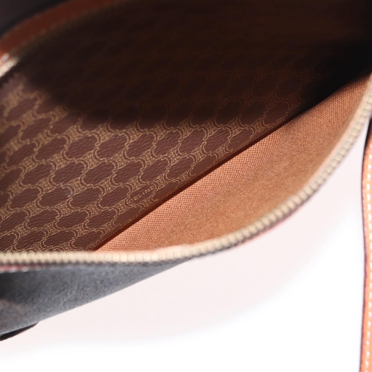 CELINE Macadam Canvas Shoulder Bag PVC Leather Brown Gold Auth ka1499