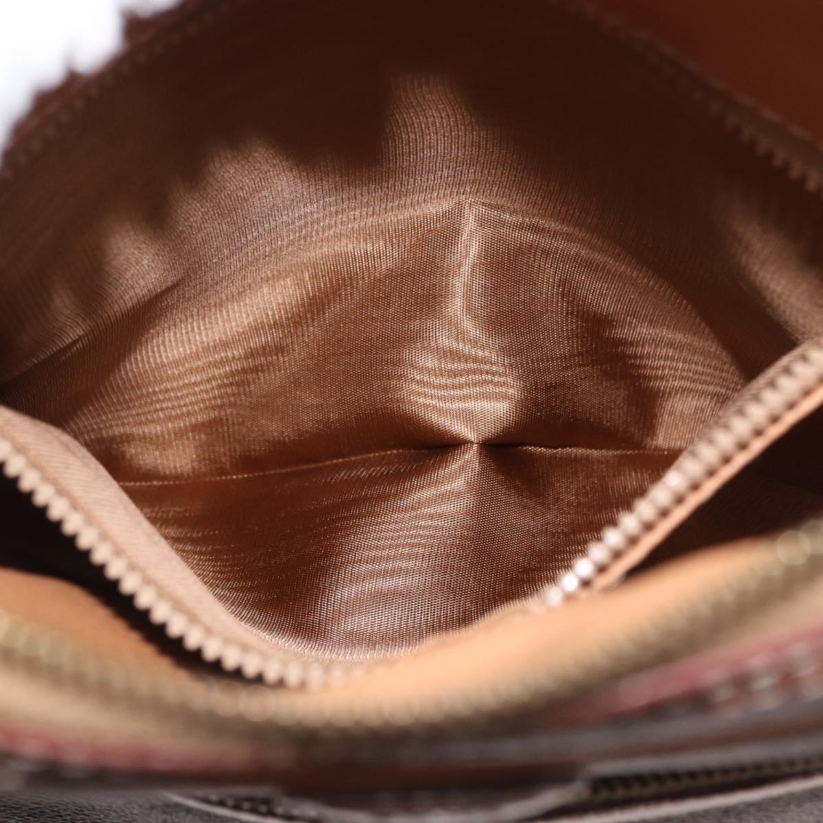 CELINE Macadam Canvas Shoulder Bag PVC Leather Brown Gold Auth ka1499