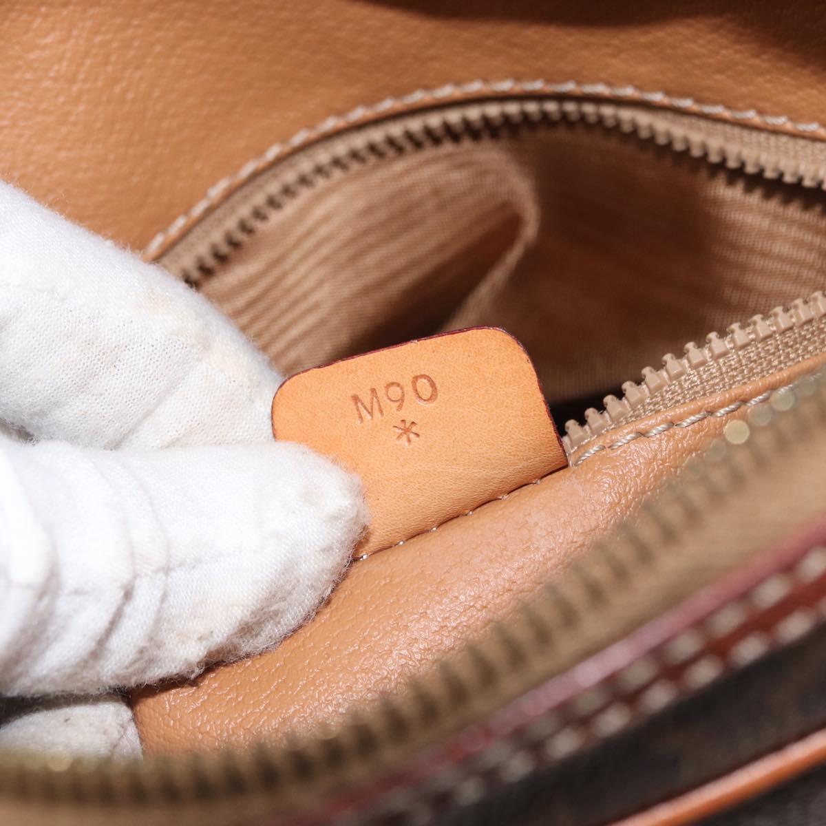 CELINE Macadam Canvas Shoulder Bag PVC Leather Brown Gold Auth ka1499