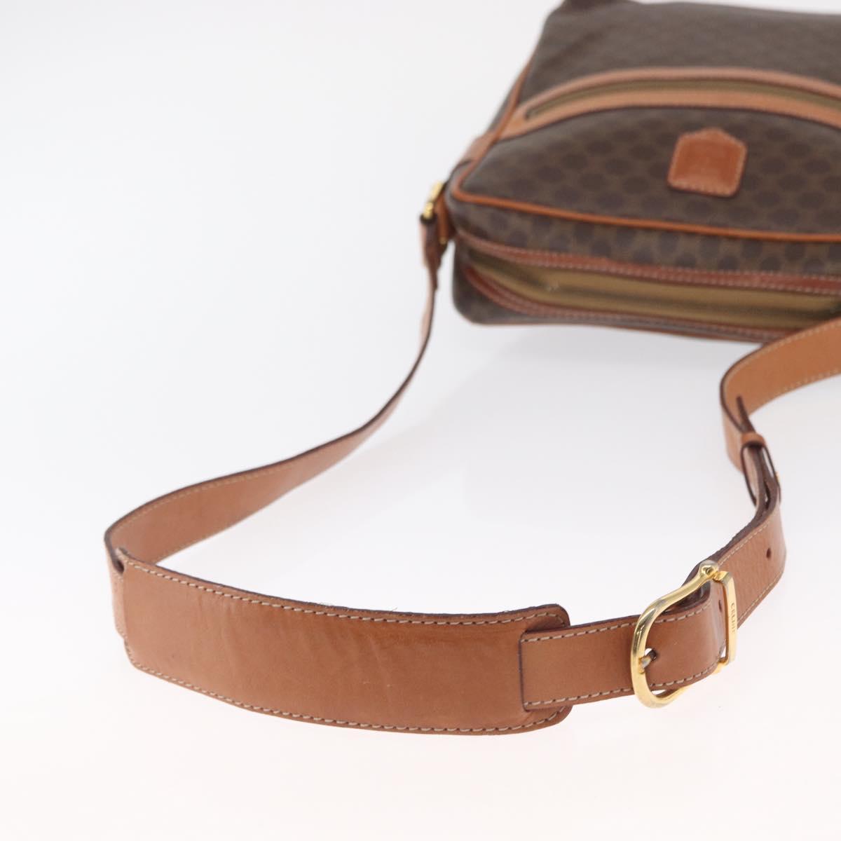 CELINE Macadam Canvas Shoulder Bag PVC Leather Brown Gold Auth ka1499