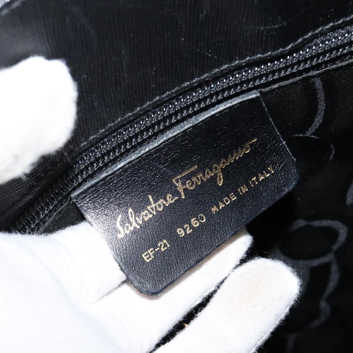 Salvatore Ferragamo Hand Bag Leather Gold Black Auth ka150