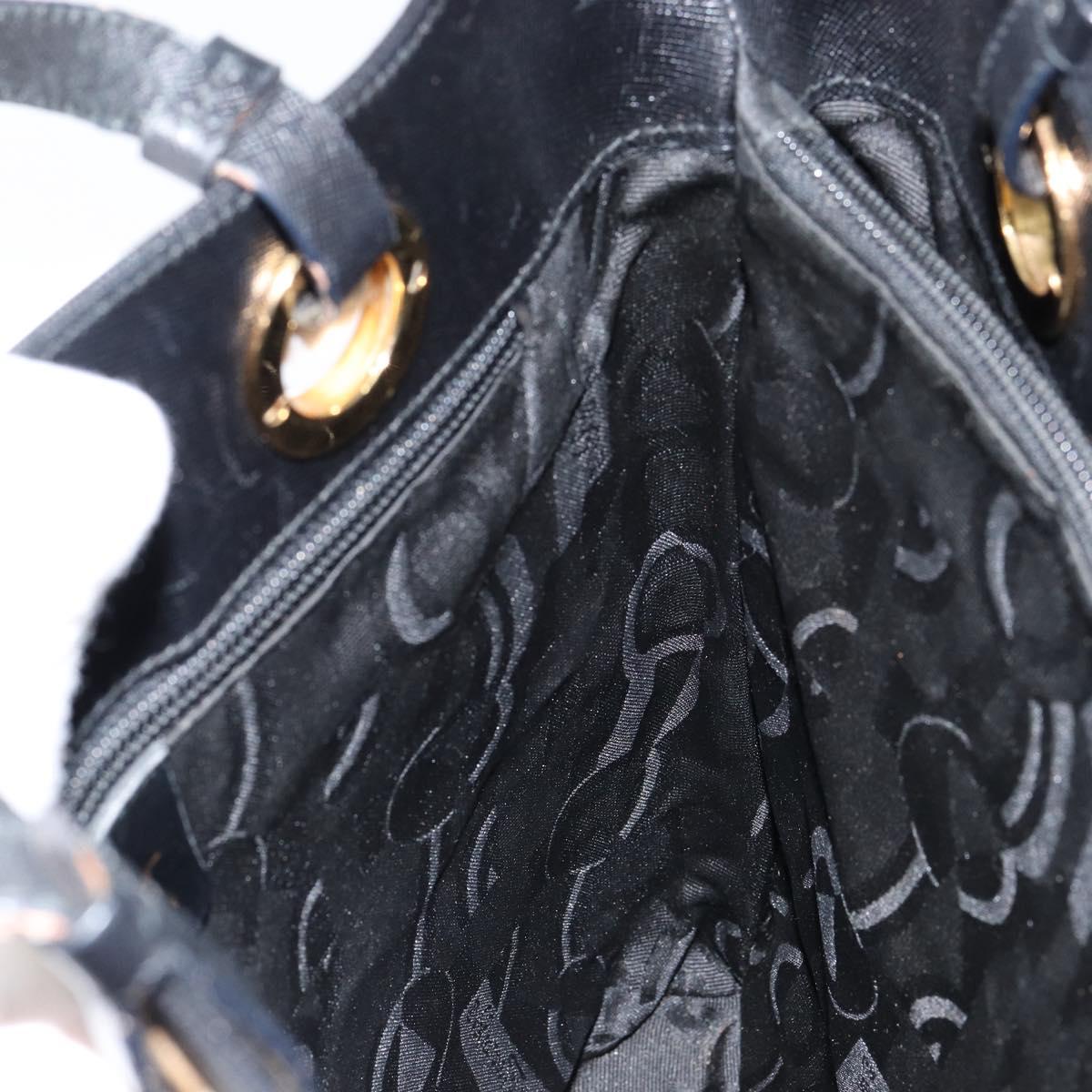 Salvatore Ferragamo Hand Bag Leather Gold Black Auth ka150