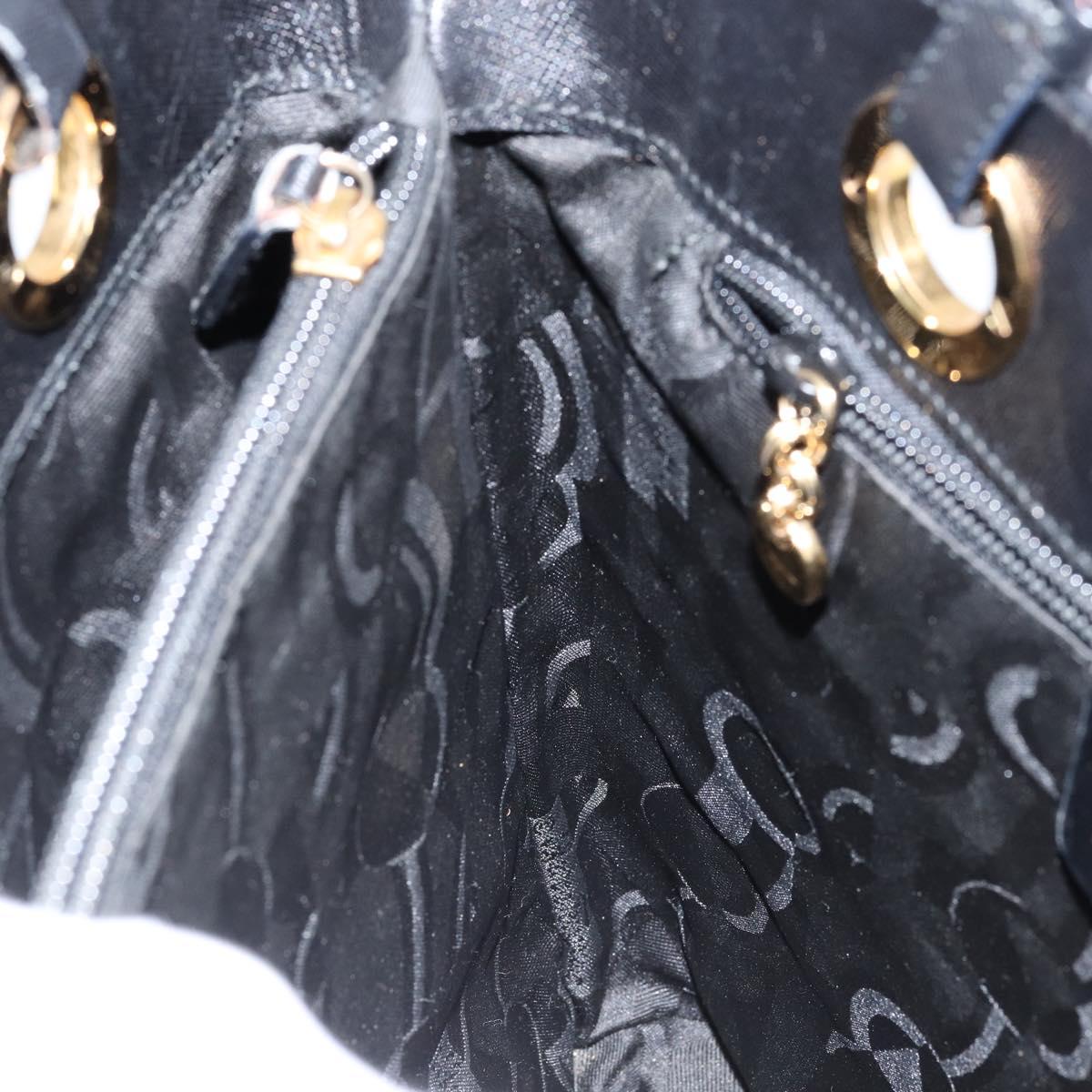 Salvatore Ferragamo Hand Bag Leather Gold Black Auth ka150