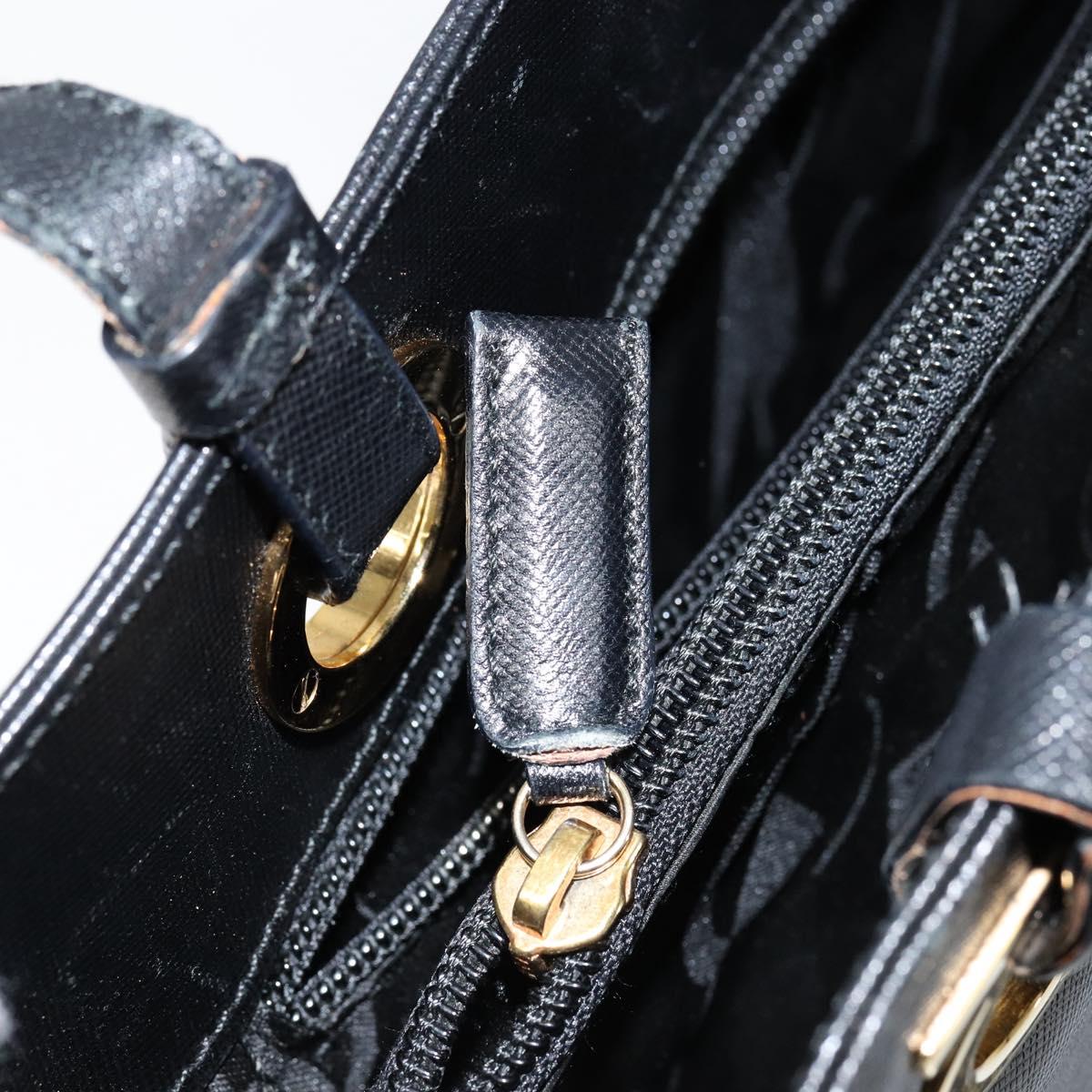 Salvatore Ferragamo Hand Bag Leather Gold Black Auth ka150