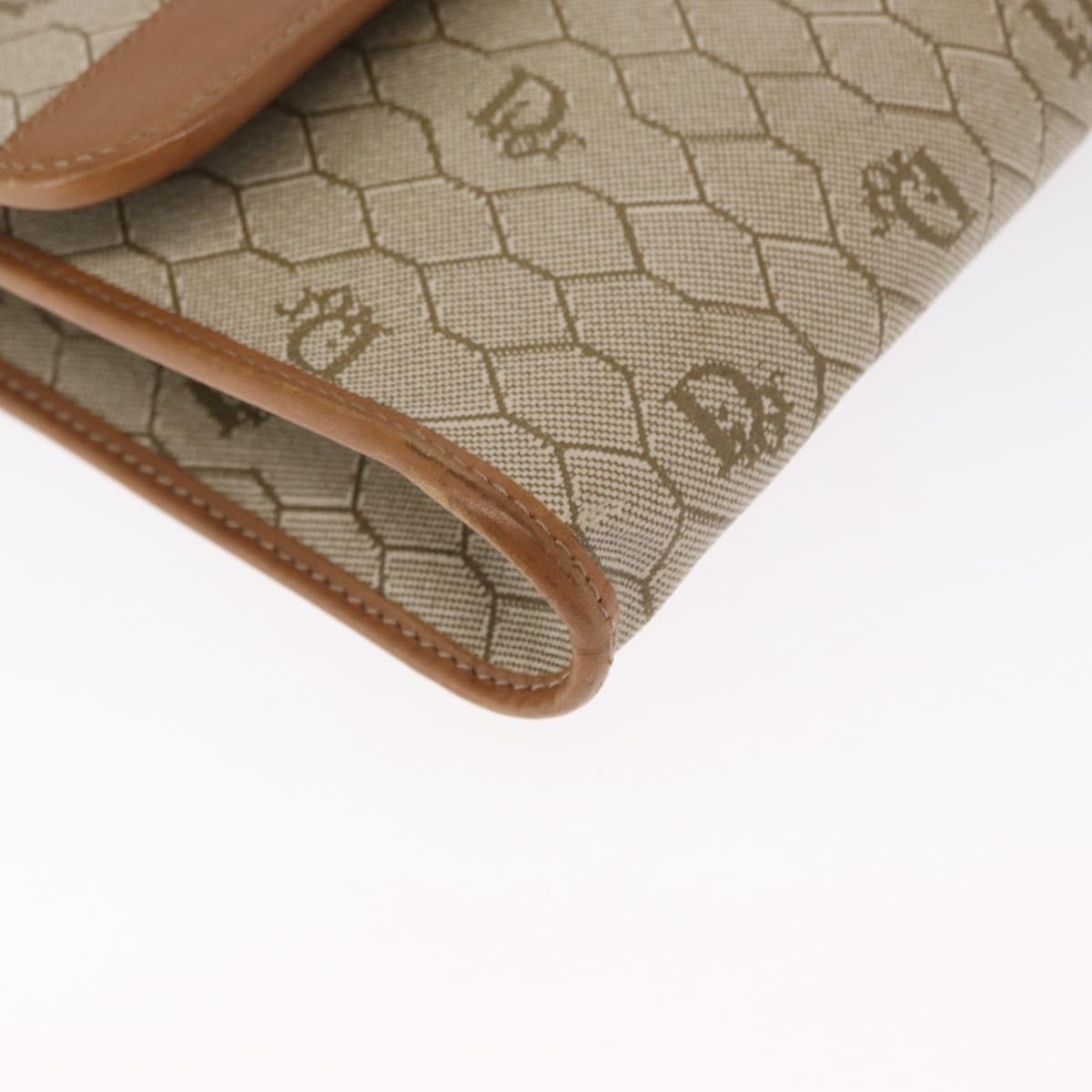 Christian Dior Honeycomb Canvas Shoulder Bag PVC Beige Gold Auth ka1500
