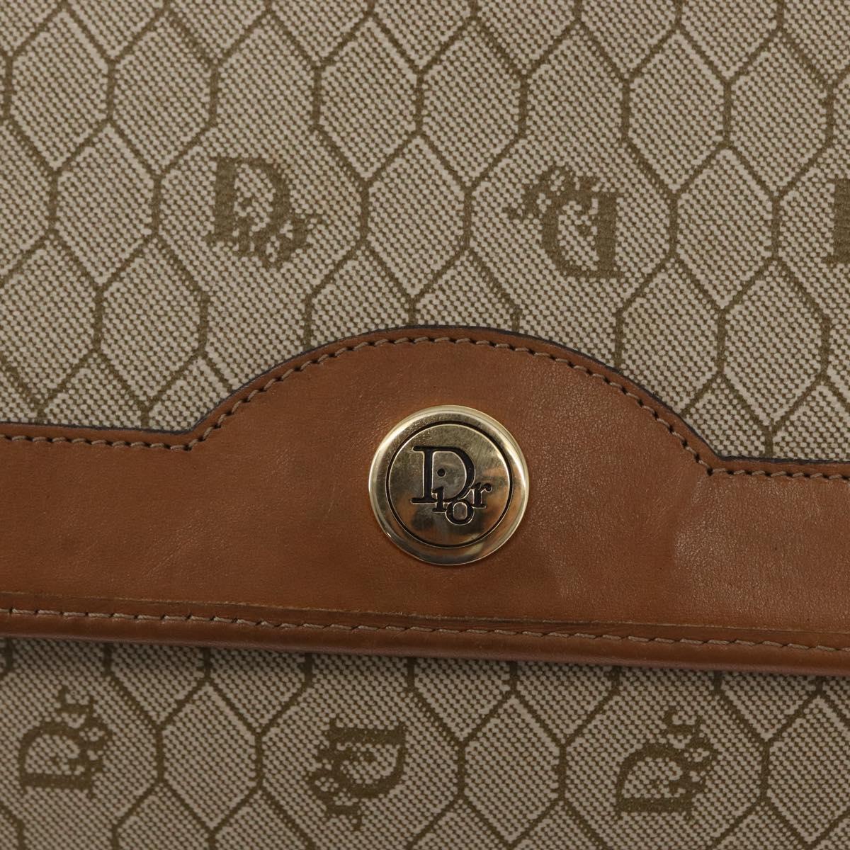Christian Dior Honeycomb Canvas Shoulder Bag PVC Beige Gold Auth ka1500