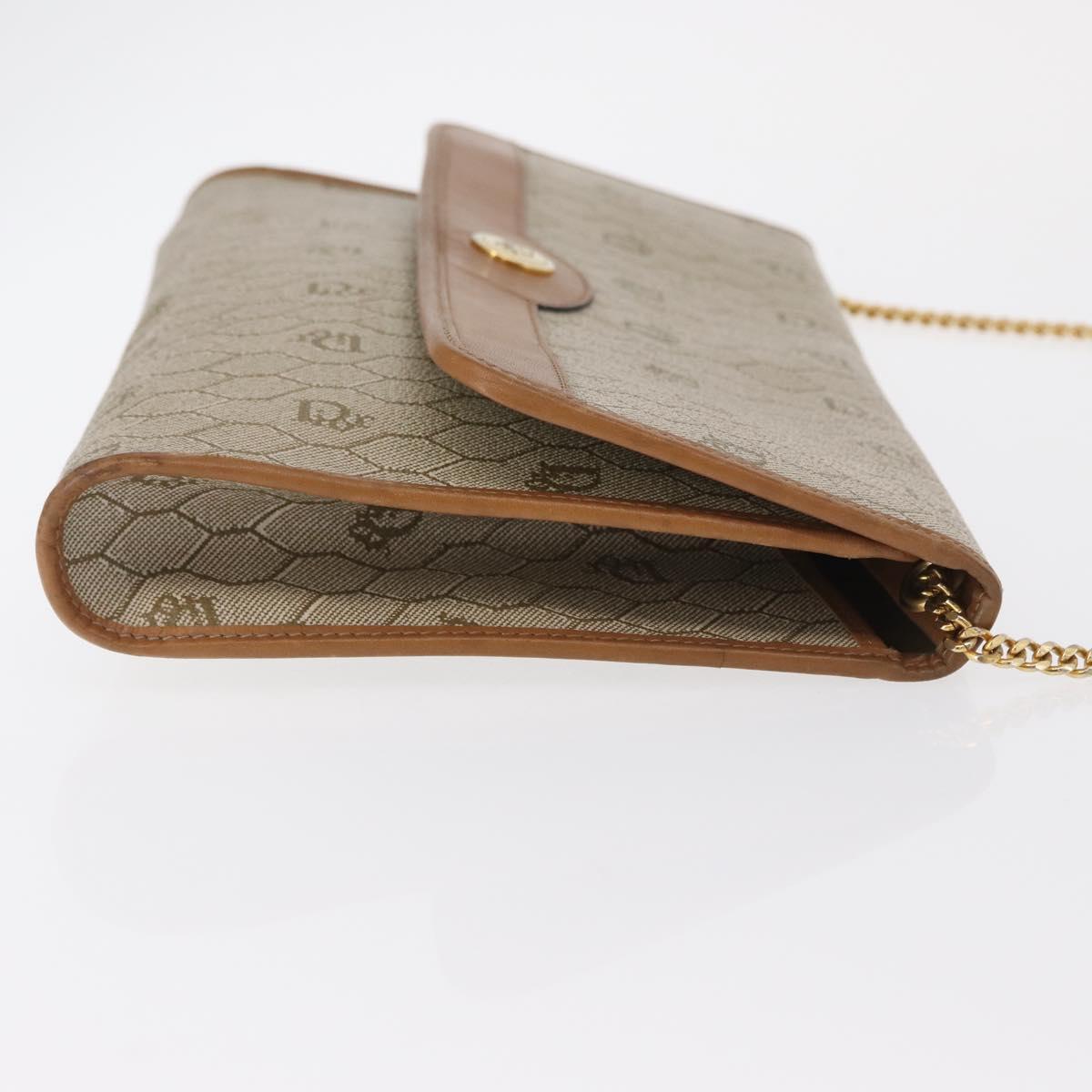 Christian Dior Honeycomb Canvas Shoulder Bag PVC Beige Gold Auth ka1500