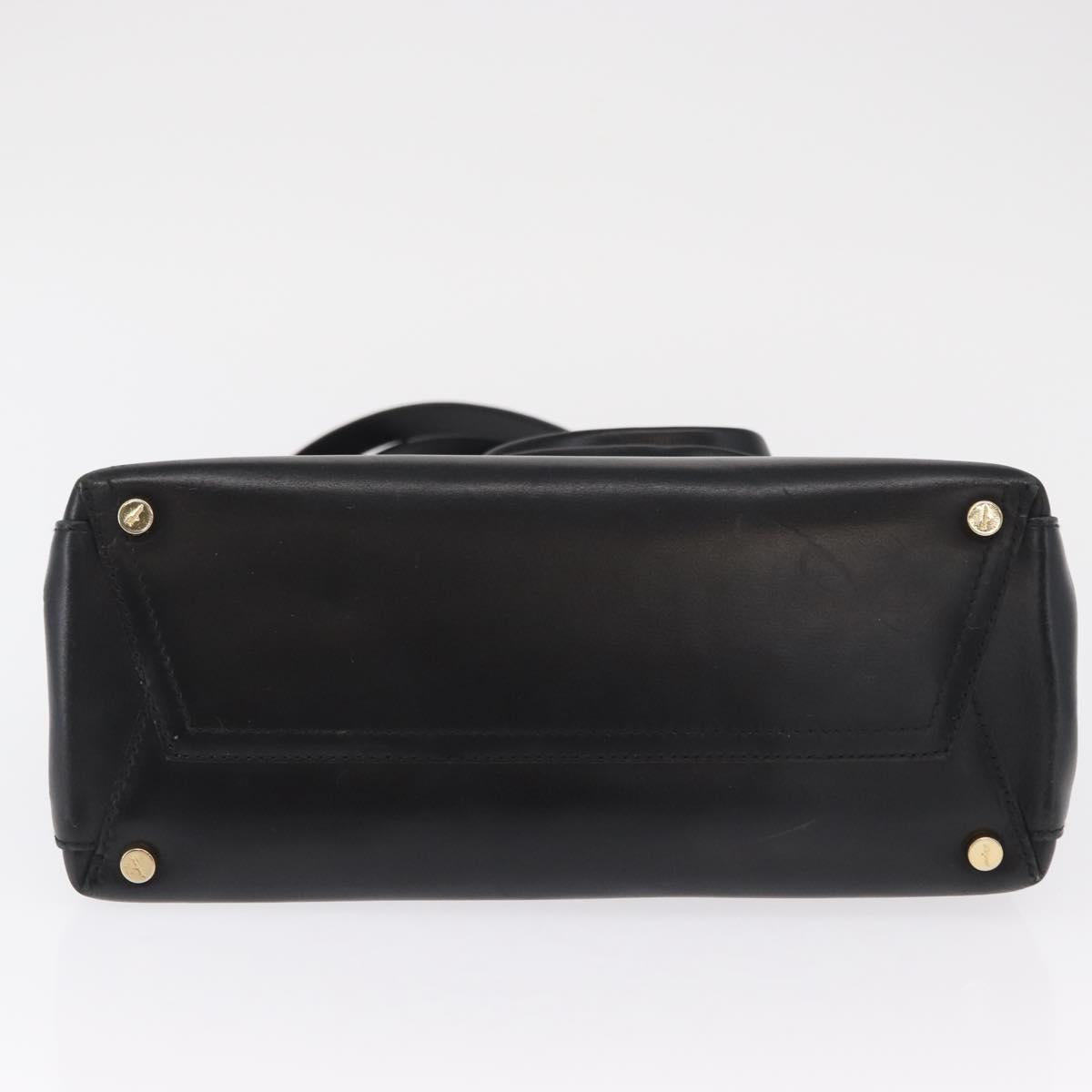 Salvatore Ferragamo Vala Hand Bag Leather 2way Black Gold Auth ka1503