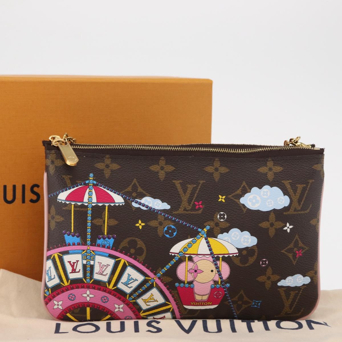 LOUIS VUITTON Monogram Vivienne Pochette Double Zip Bag M69744 LV Auth ka1506SAM