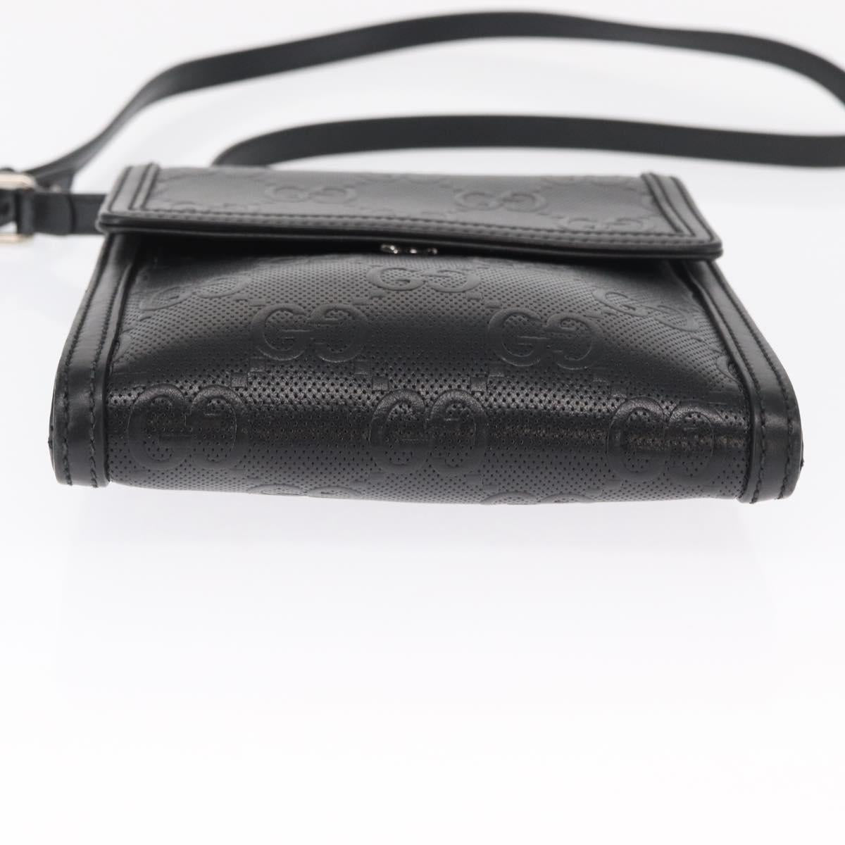 GUCCI GG Emboss Shoulder Bag Black Silver 625782 Auth ka1507