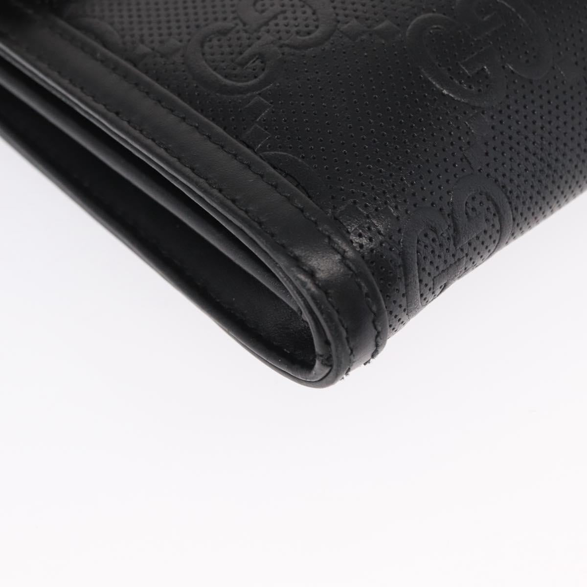 GUCCI GG Emboss Shoulder Bag Black Silver 625782 Auth ka1507