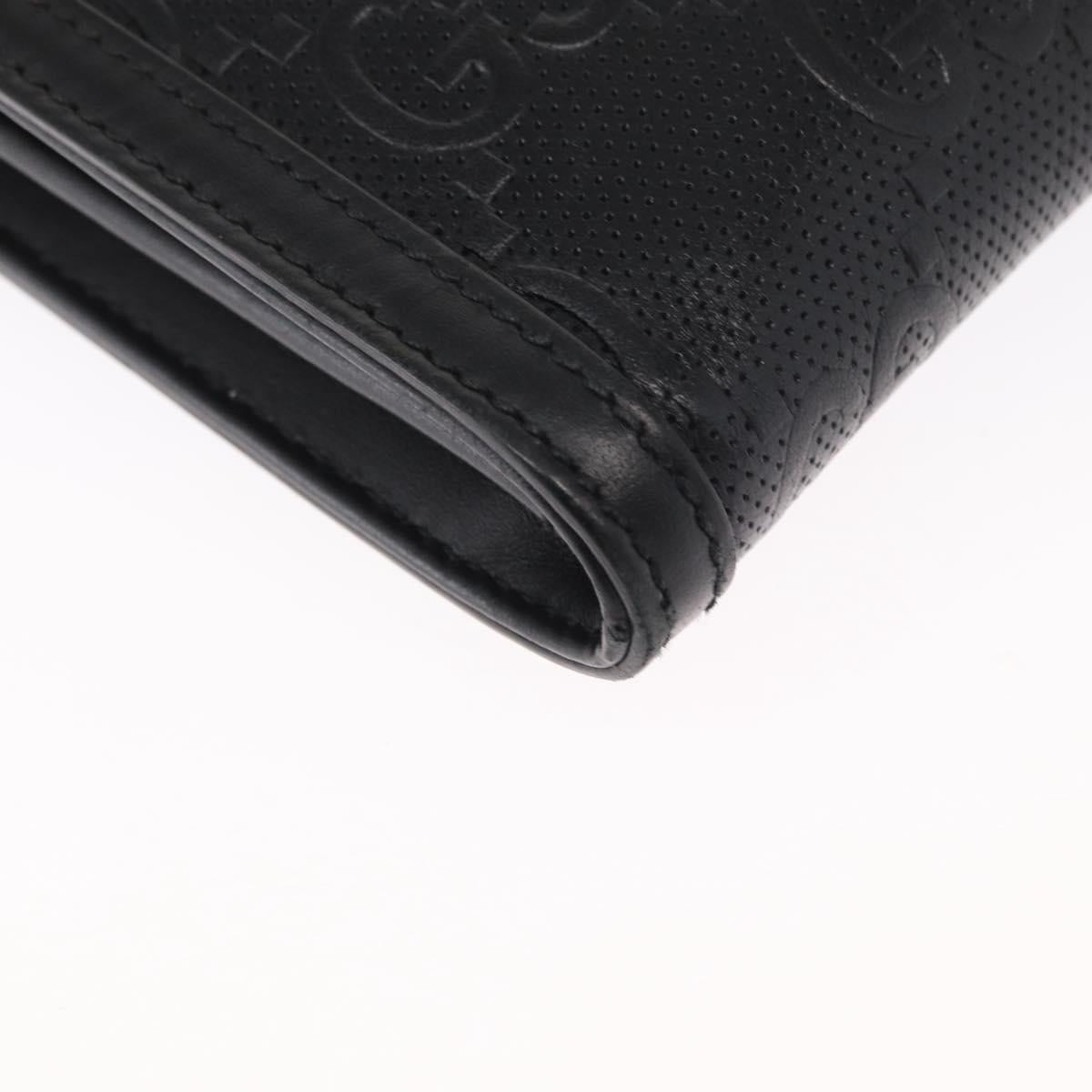 GUCCI GG Emboss Shoulder Bag Black Silver 625782 Auth ka1507