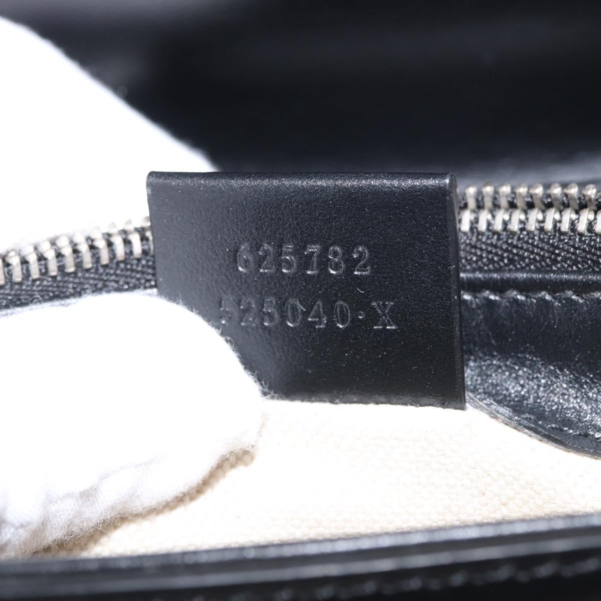 GUCCI GG Emboss Shoulder Bag Black Silver 625782 Auth ka1507