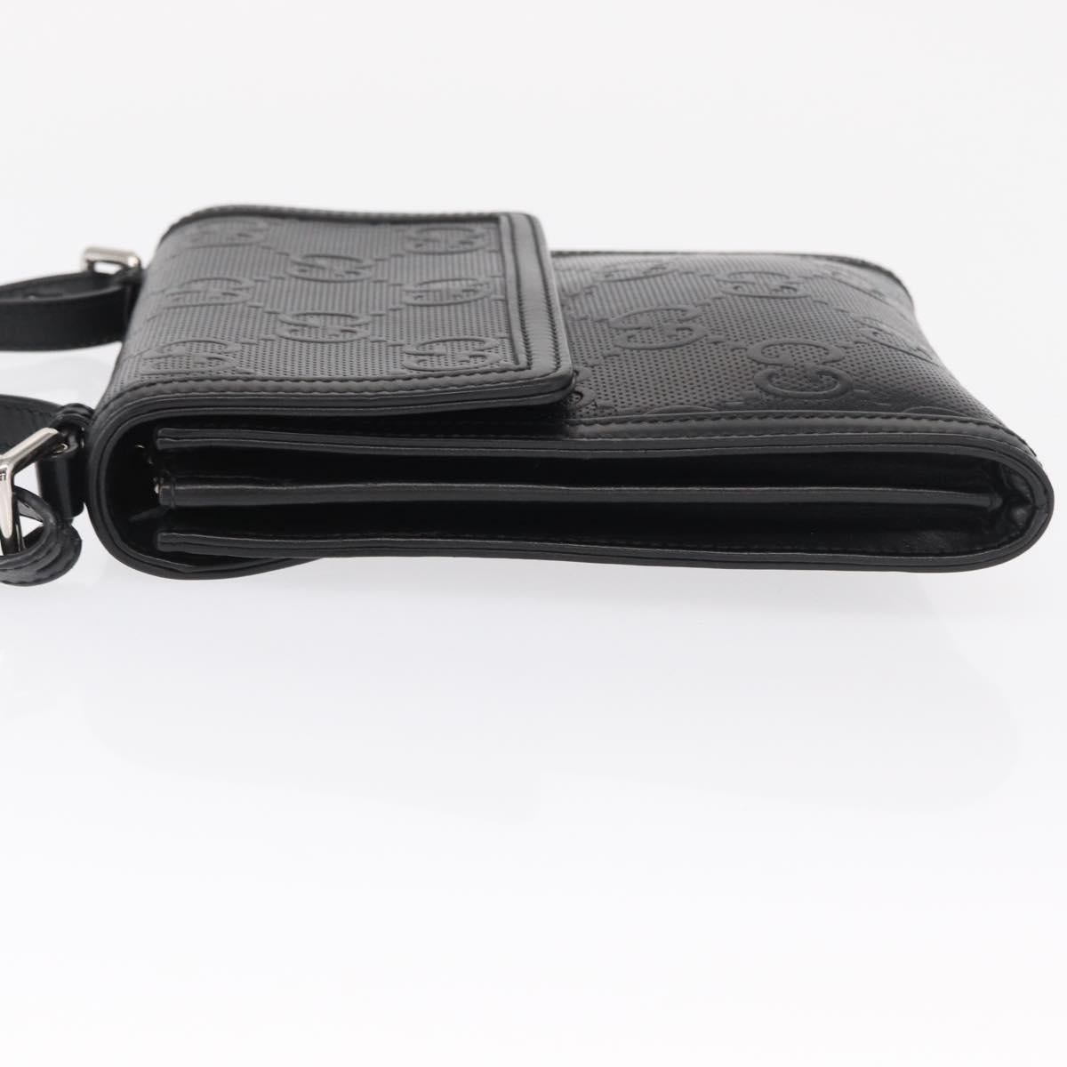 GUCCI GG Emboss Shoulder Bag Black Silver 625782 Auth ka1507