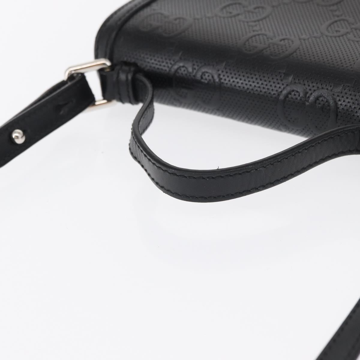 GUCCI GG Emboss Shoulder Bag Black Silver 625782 Auth ka1507