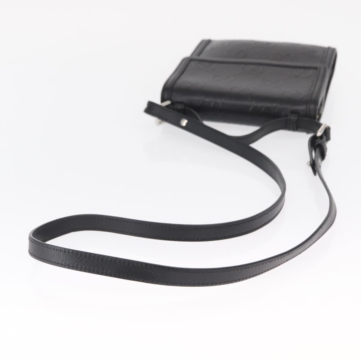 GUCCI GG Emboss Shoulder Bag Black Silver 625782 Auth ka1507