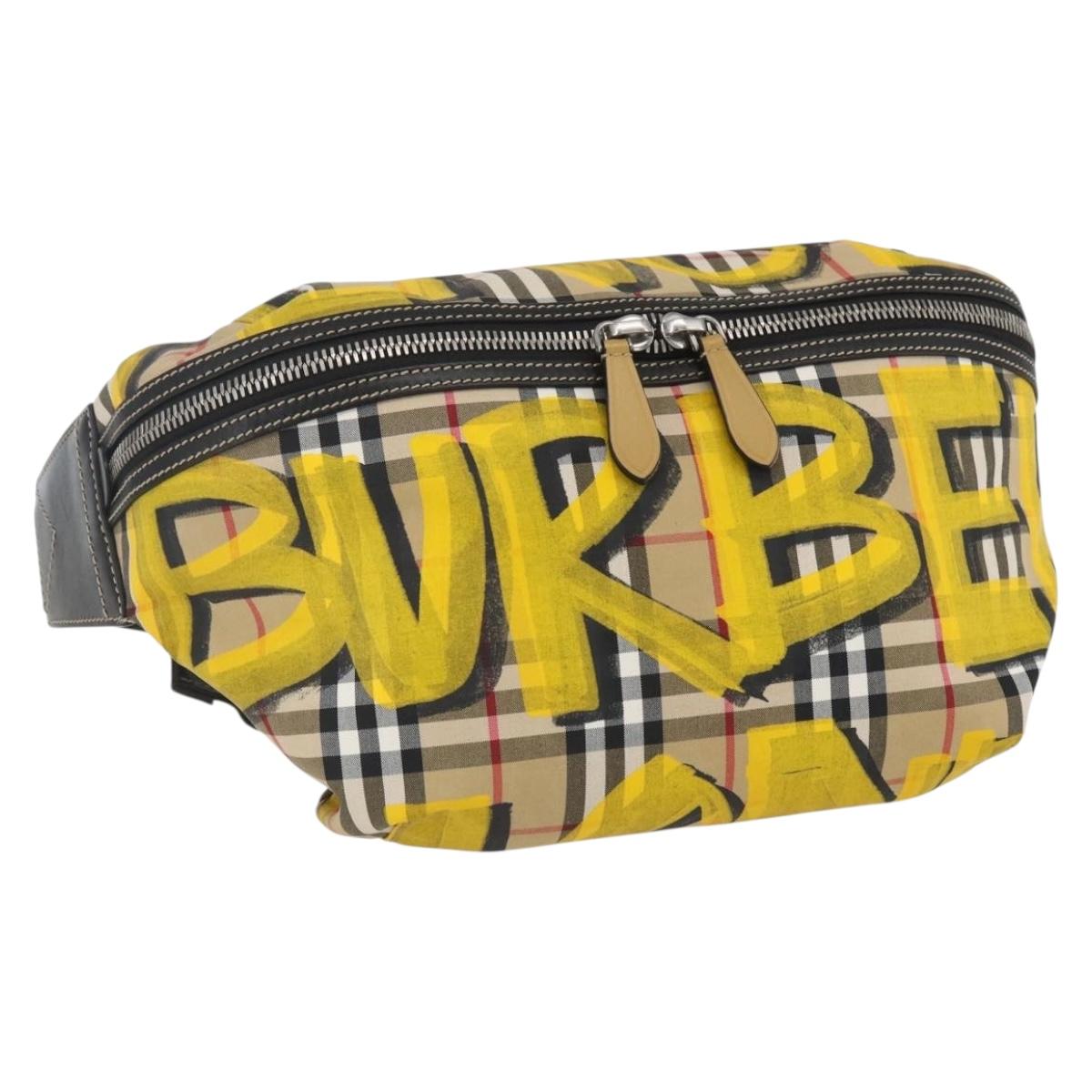 BURBERRY Nova Check Body Bag Canvas Beige Yellow Auth ka1508M