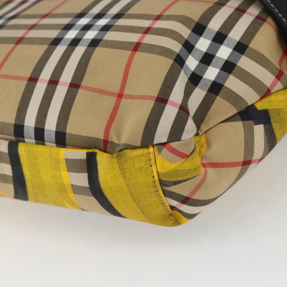 BURBERRY Nova Check Body Bag Canvas Beige Yellow Auth ka1508M