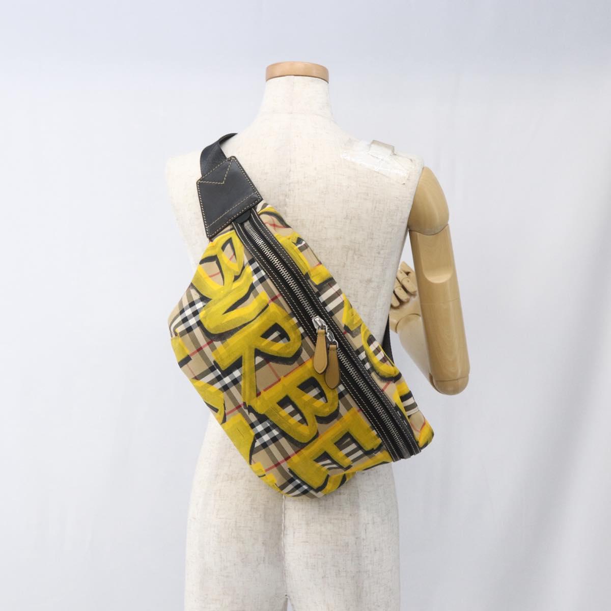 BURBERRY Nova Check Body Bag Canvas Beige Yellow Auth ka1508M