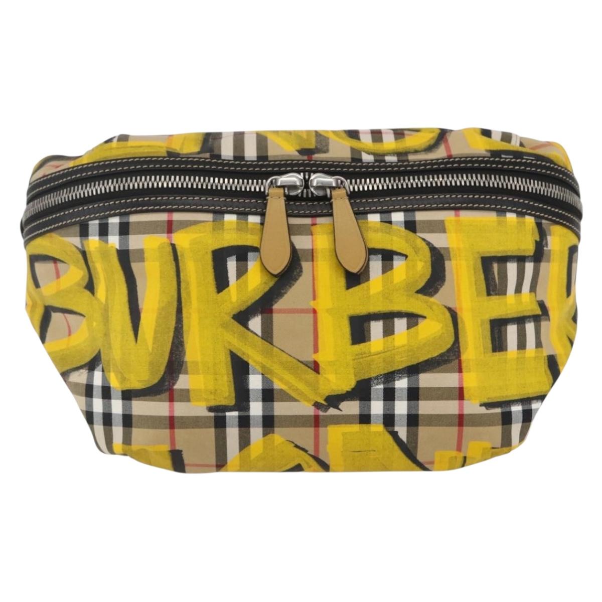 BURBERRY Nova Check Body Bag Canvas Beige Yellow Auth ka1508M