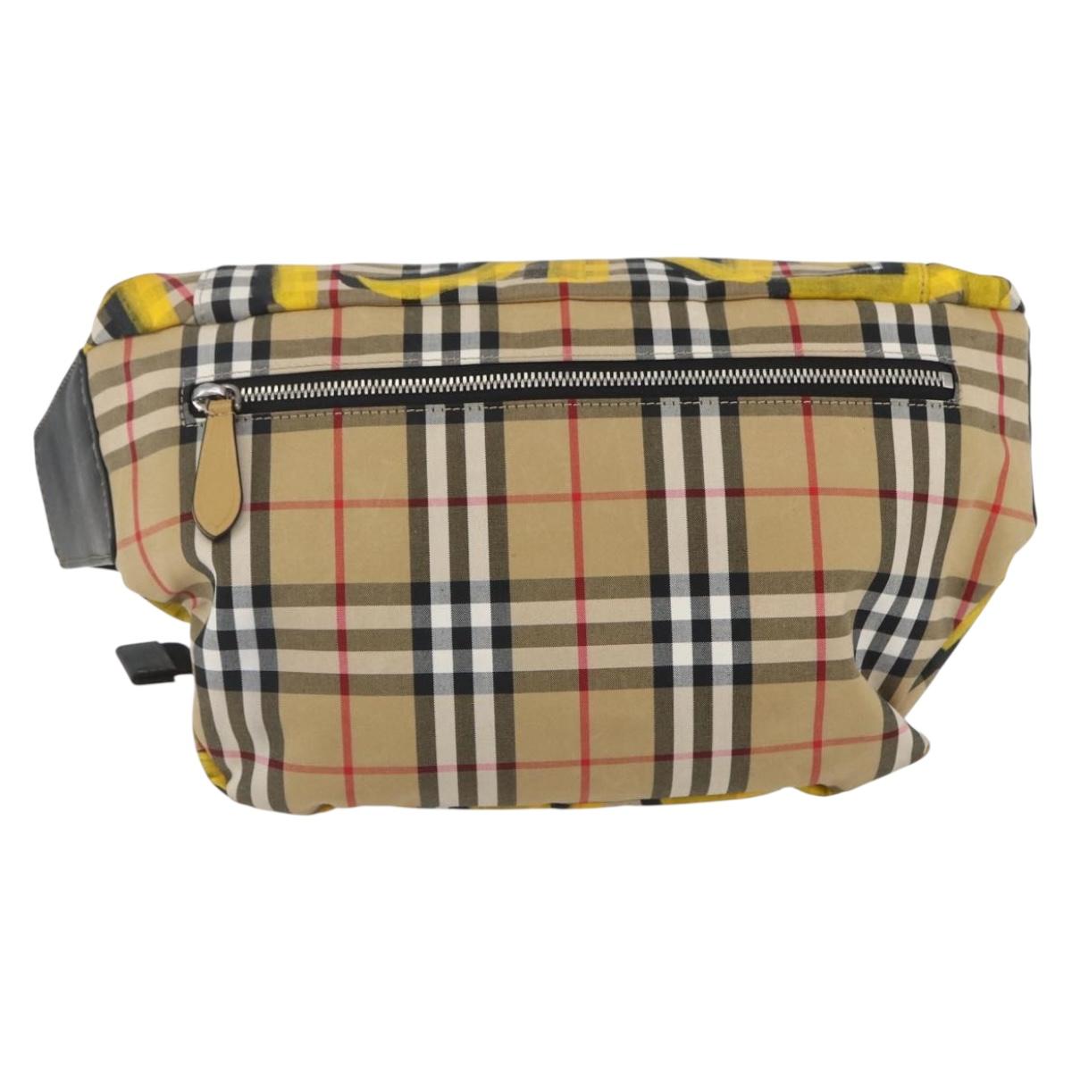 BURBERRY Nova Check Body Bag Canvas Beige Yellow Auth ka1508M