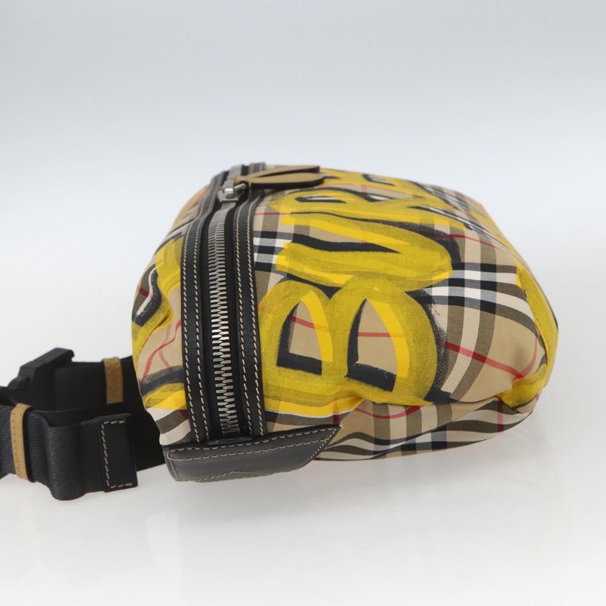 BURBERRY Nova Check Body Bag Canvas Beige Yellow Auth ka1508M
