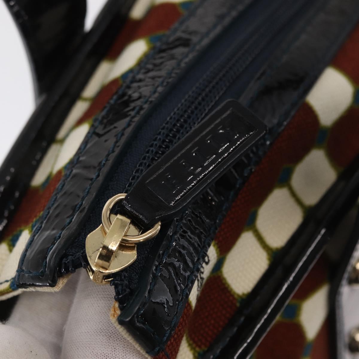 BALLY Hand Bag Canvas Gold Brown Auth ka1509