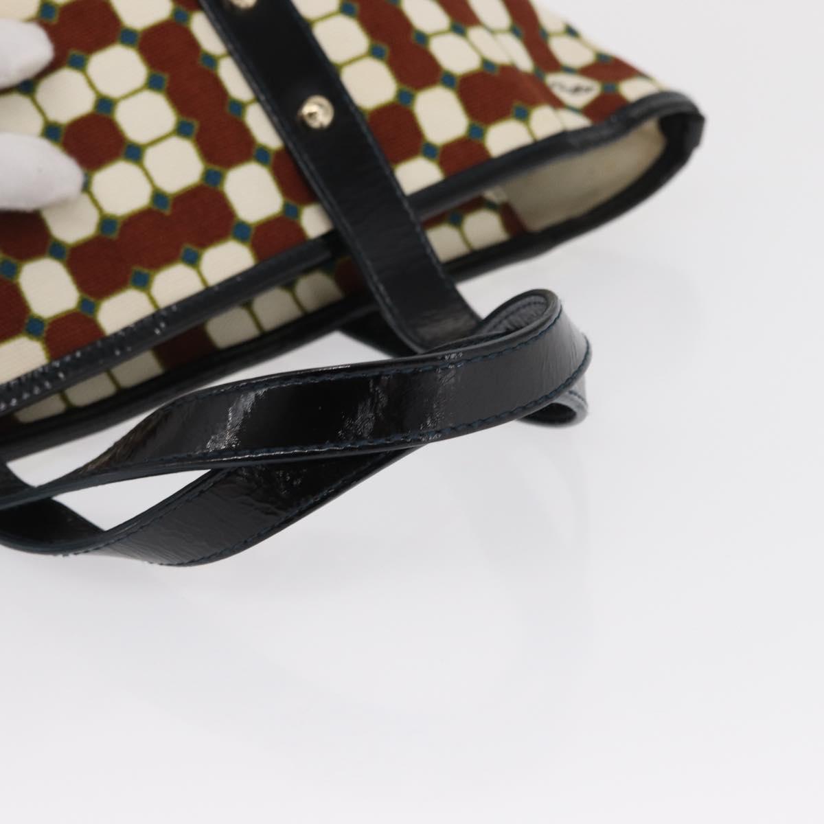 BALLY Hand Bag Canvas Gold Brown Auth ka1509