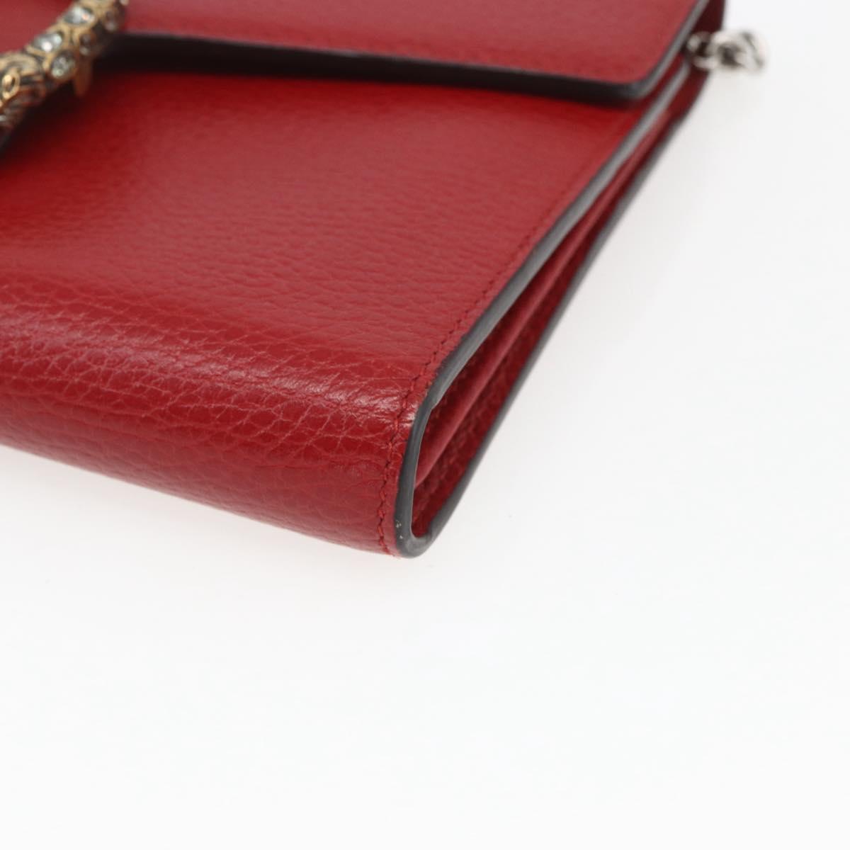 GUCCI Dionysus Chain Wallet Leather Red 401231 Auth ka1510M