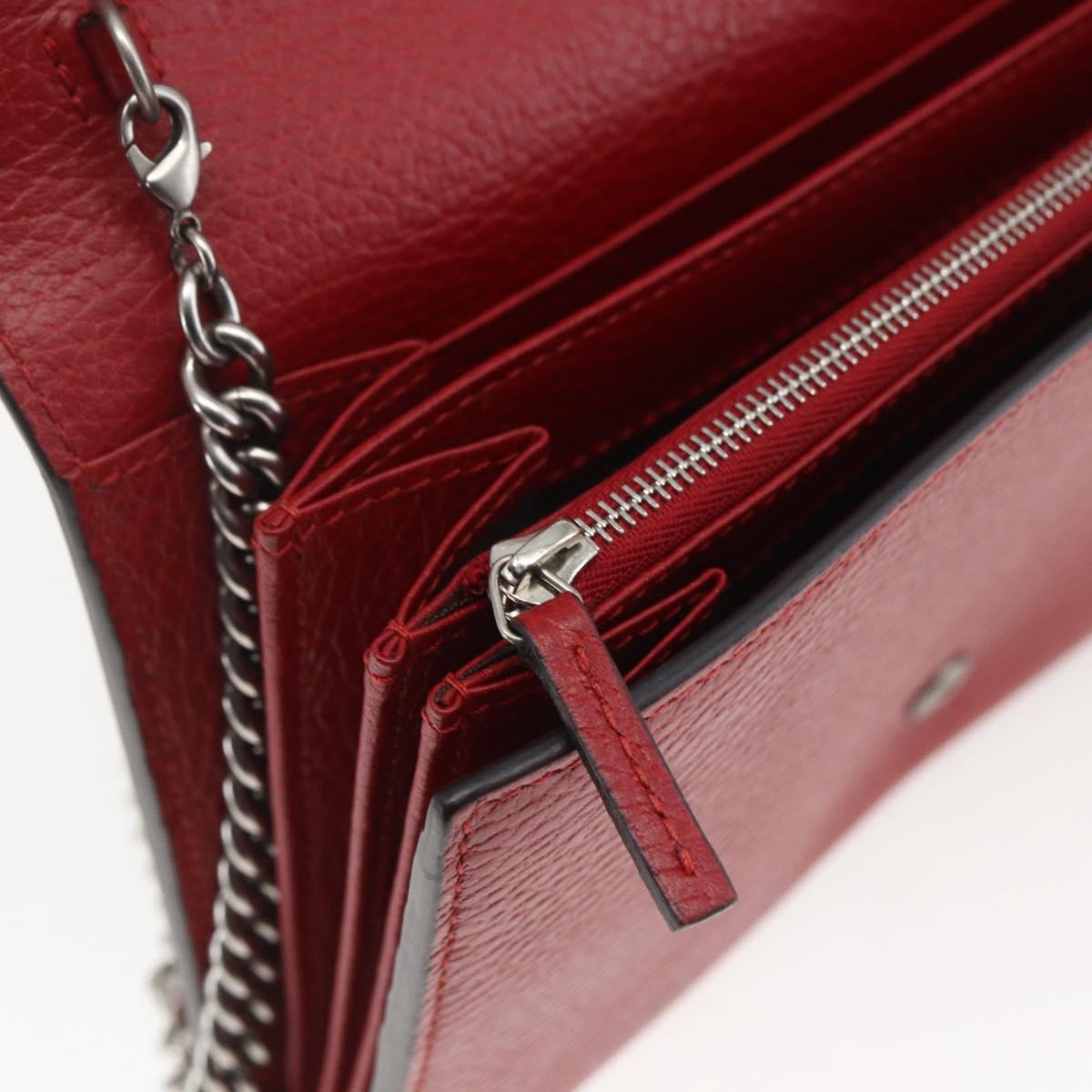 GUCCI Dionysus Chain Wallet Leather Red 401231 Auth ka1510M