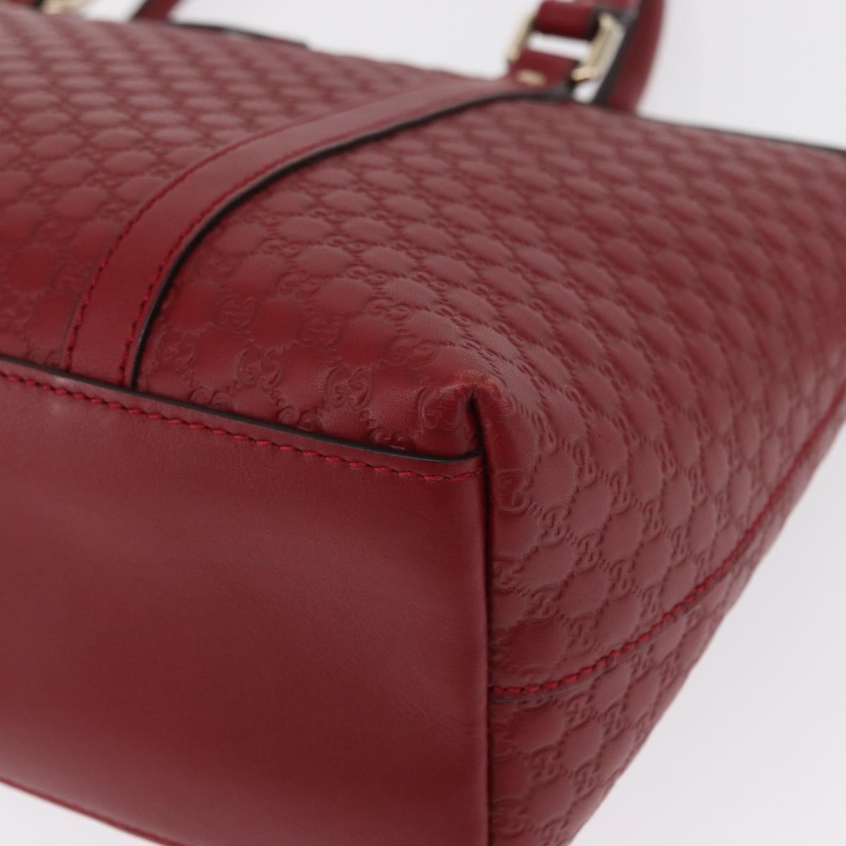 GUCCI Micro GG Canvas Hand Bag Leather Red Gold 449656 Auth ka1512