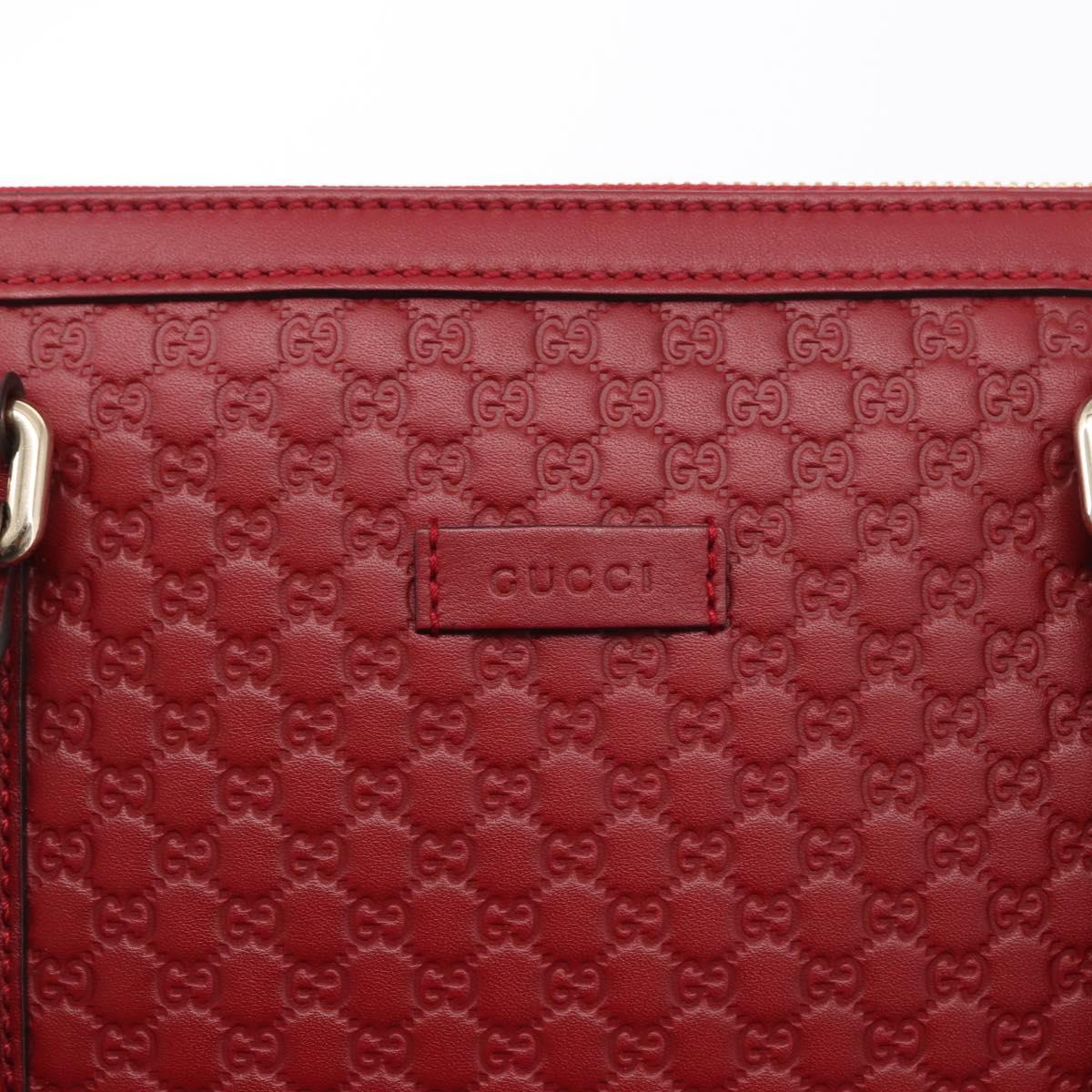 GUCCI Micro GG Canvas Hand Bag Leather Red Gold 449656 Auth ka1512