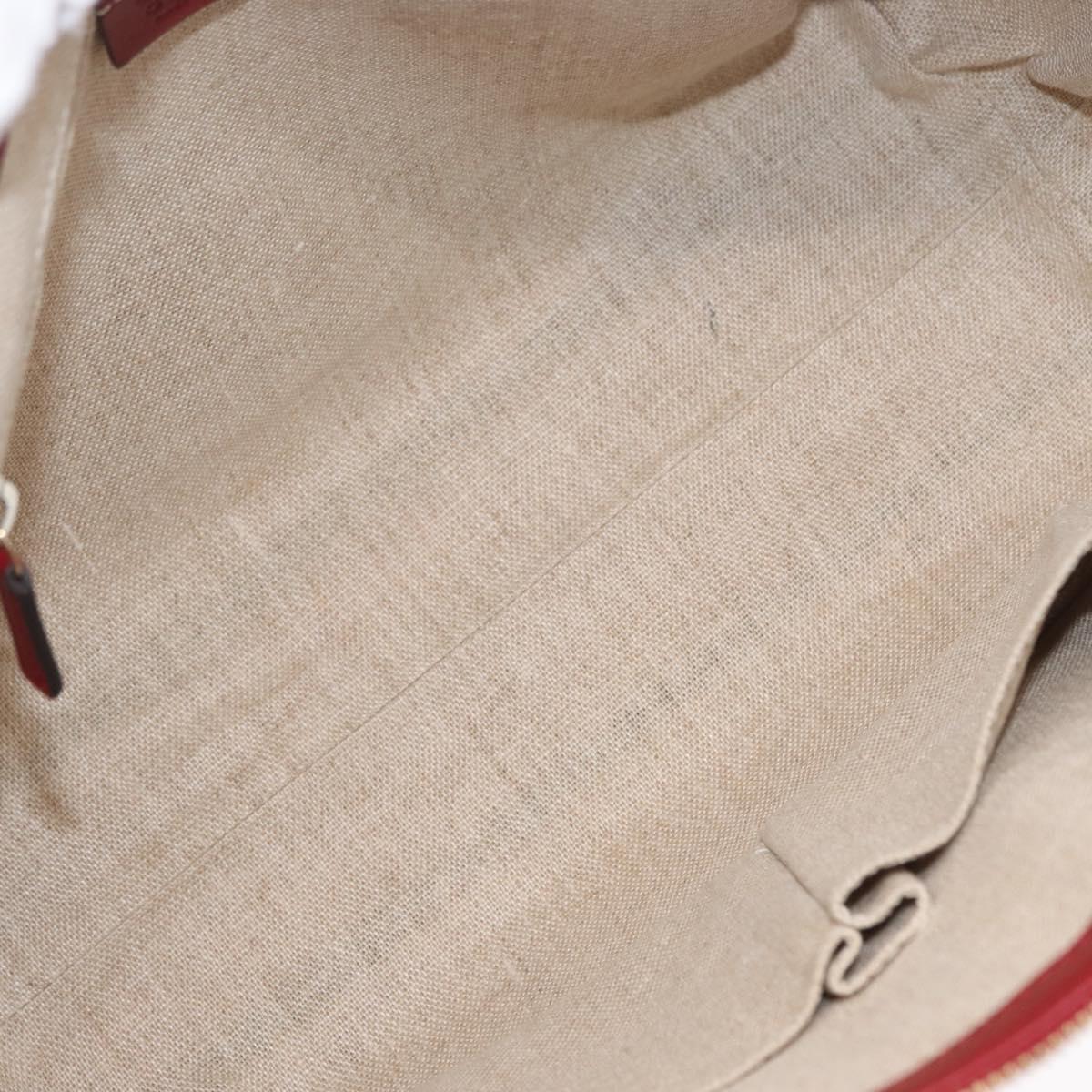 GUCCI Micro GG Canvas Hand Bag Leather Red Gold 449656 Auth ka1512