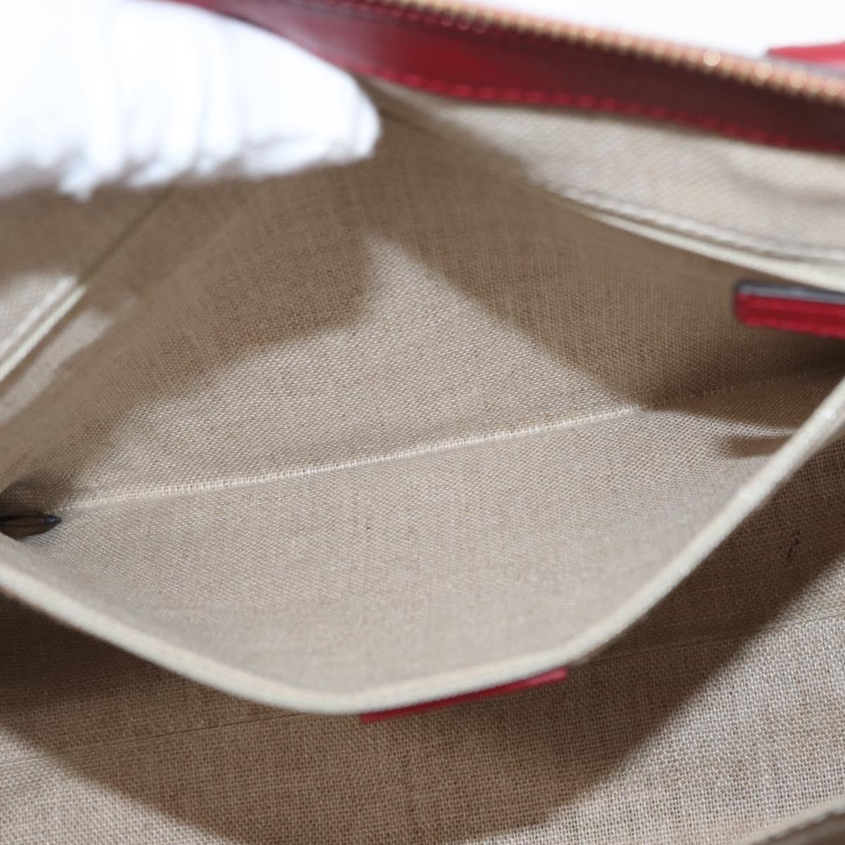 GUCCI Micro GG Canvas Hand Bag Leather Red Gold 449656 Auth ka1512