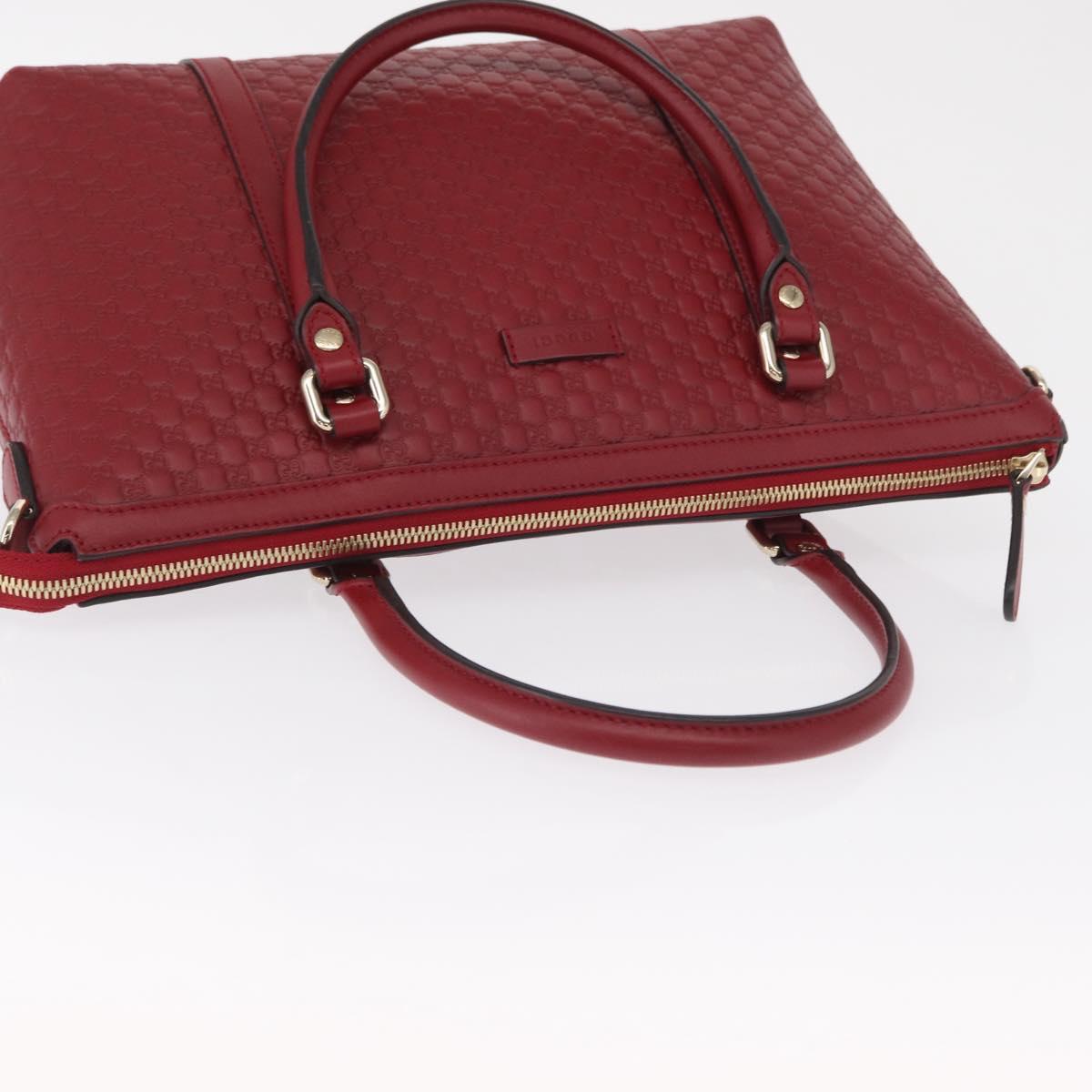 GUCCI Micro GG Canvas Hand Bag Leather Red Gold 449656 Auth ka1512