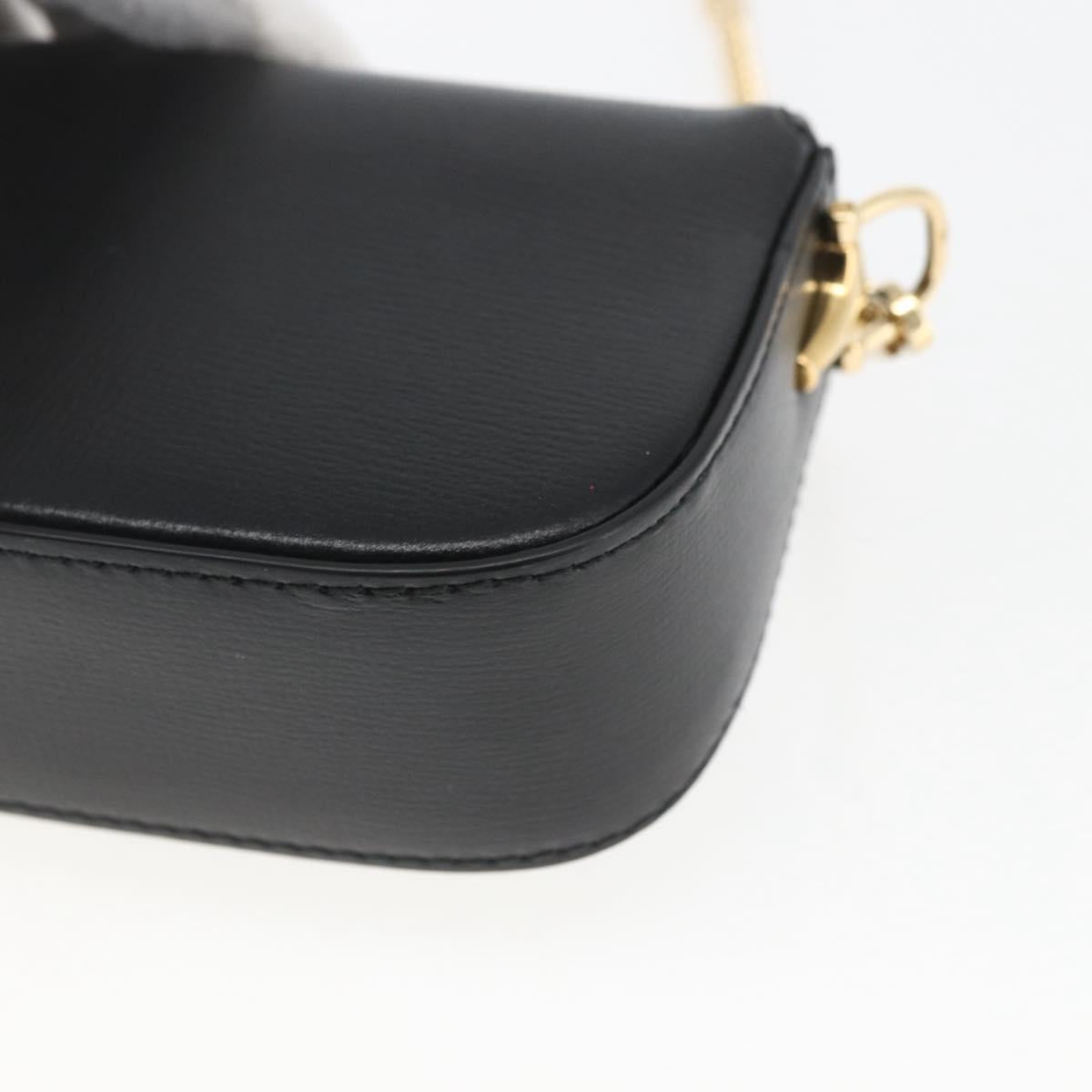 GUCCI Nano bag Horsebit Shoulder Bag Leather Black Gold 760253 Auth ka1517SAM